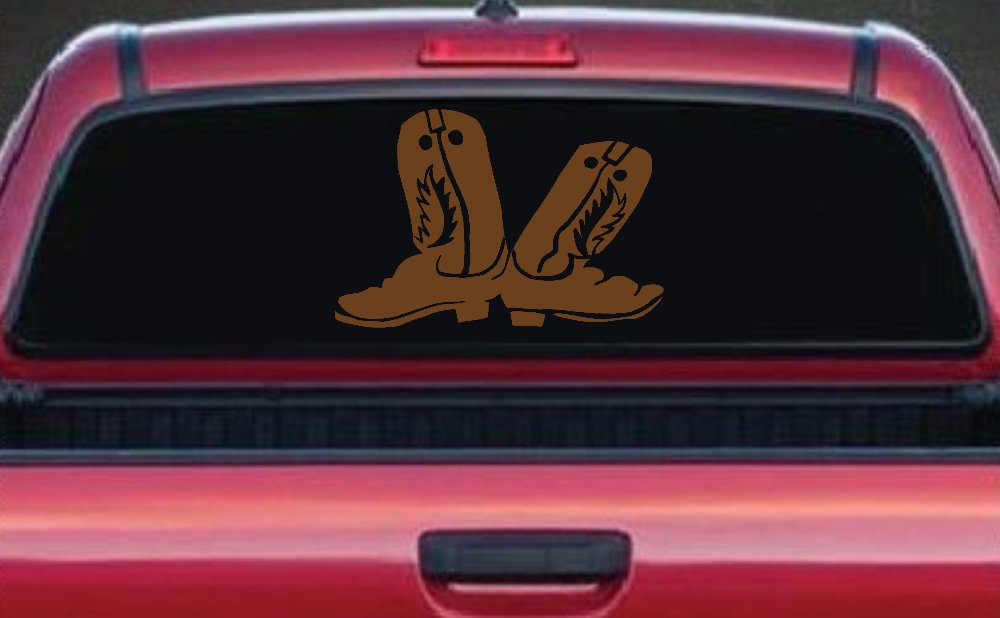Cowboy Boots Western Farm Ranch Rodeo Car or Truck Window Decal Sticker (Copper)
