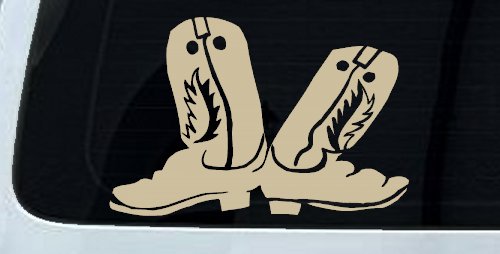 Cowboy Boots Western Farm Ranch Rodeo Car or Truck Window Decal Sticker (Desert Sand)