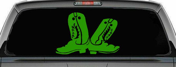 Cowboy Boots Western Farm Ranch Rodeo Car or Truck Window Decal Sticker (Lime)
