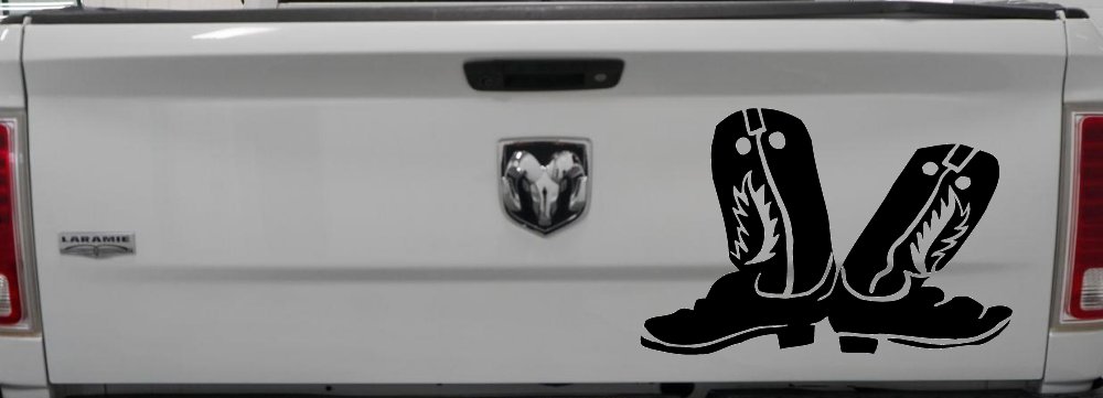 Cowboy Boots Western Decal for Car Truck Farm Ranch Rodeo Windows (Matte Black)