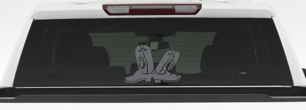Cowboy Boots Western Farm Ranch Rodeo Car or Truck Window Decal Sticker (Silver)