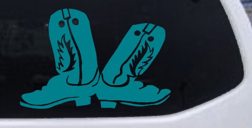 Cowboy Boots Western Farm Ranch Rodeo Car or Truck Window Decal Sticker (Turquoise Blue)