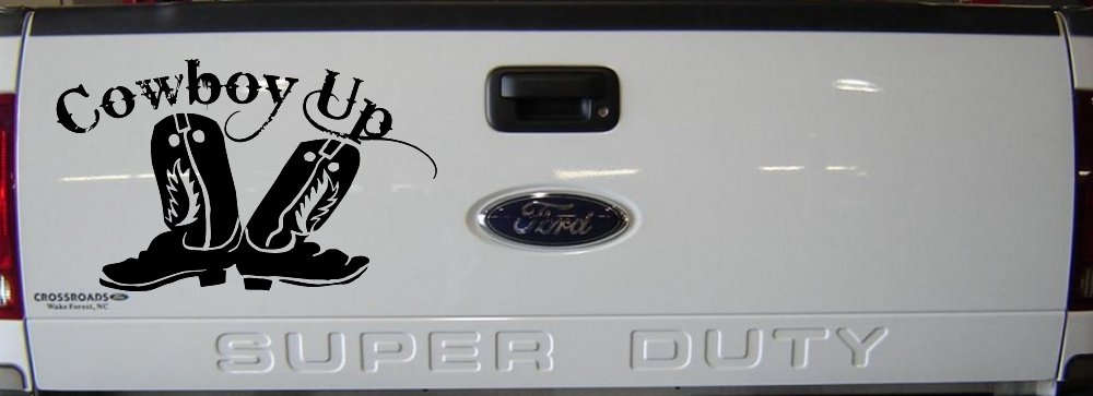 Cowboy Up Boots Rodeo Western Car Truck Window Decal Sticker Vinyl (Black)