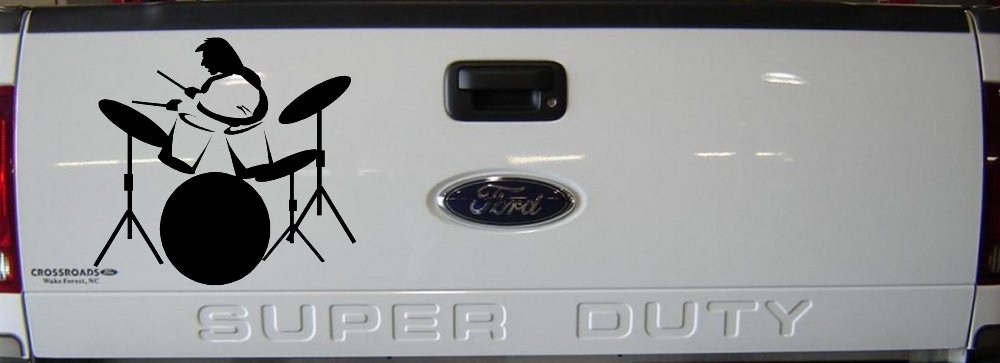 Drummer Outline Line Art Music Car or Truck Window Decal Sticker (Black)