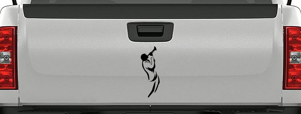 Bugle Player Line Art Music Car or Truck Window Decal Sticker (Black)