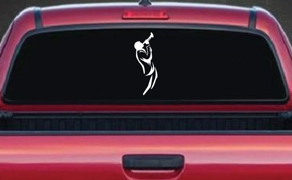 Bugle Player Line Art Music Car or Truck Window Decal Sticker