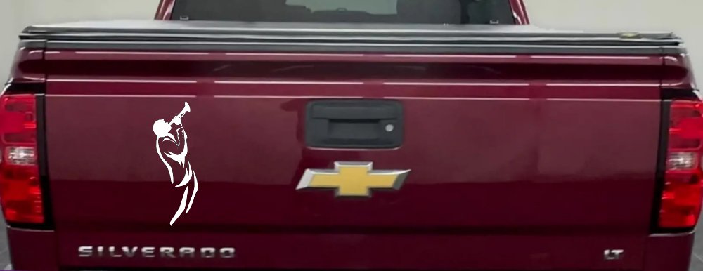 Bugle Player Line Art Vinyl Decal Car Truck Window Music Sticker (White)