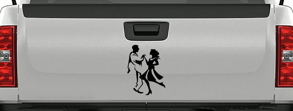 Couple Dancing Line Art People Car or Truck Window Decal Sticker (Black)