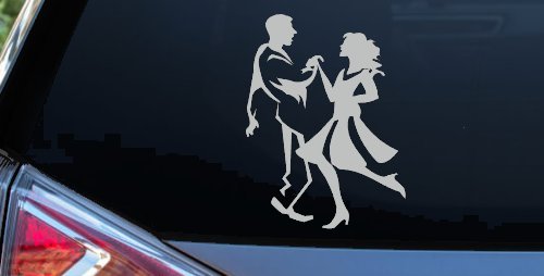 Couple Dancing Line Art People Car or Truck Window Decal Sticker (Light Gray)