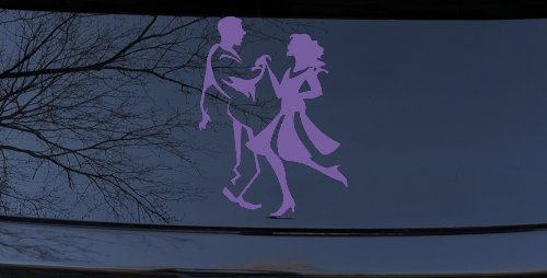 Couple Dancing Line Art People Car or Truck Window Decal Sticker (Purple)