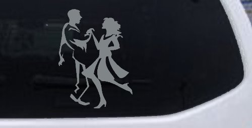 Dancing Couple Line Art Car Truck Window Vinyl Decal Sticker (Telegrey)