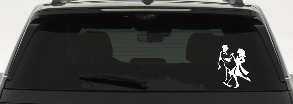 Couple Dancing Line Art People Car or Truck Window Decal Sticker (White)