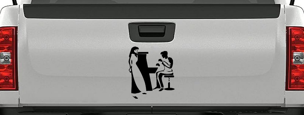 Man Woman Piano Line Art Music Car or Truck Window Decal Sticker