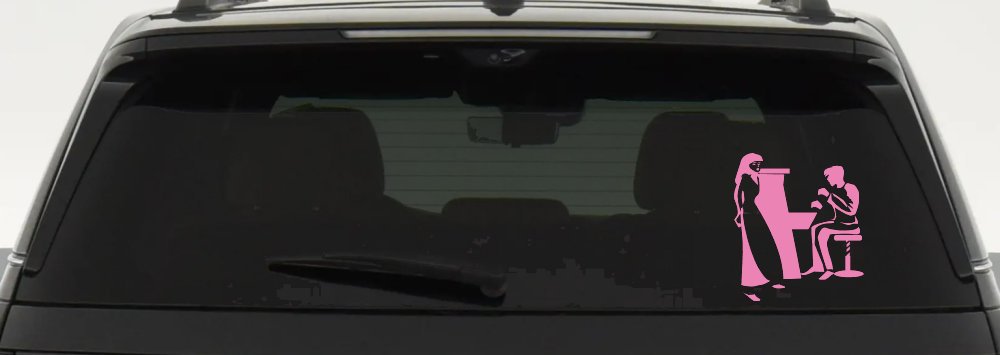 Man Woman Piano Line Art Music Car or Truck Window Decal Sticker (Pink)
