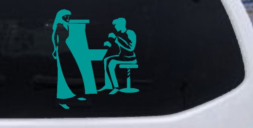 Man Woman Piano Line Art Music Car or Truck Window Decal Sticker