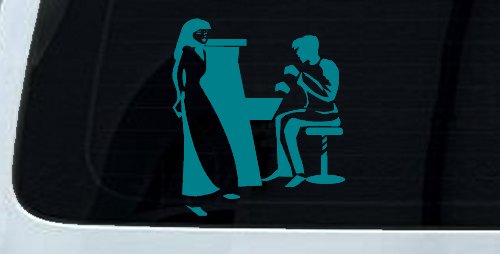 Man Woman Piano Line Art Music Car or Truck Window Decal Sticker
