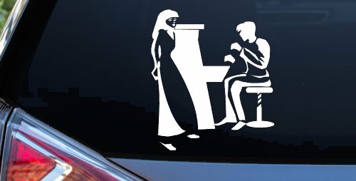Man Woman Piano Line Art Music Car or Truck Window Decal Sticker