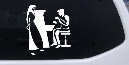 Man Woman Piano Line Art Music Car or Truck Window Decal Sticker