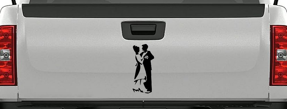 Couple Dancing Line Art People Car or Truck Window Decal Sticker (Black)