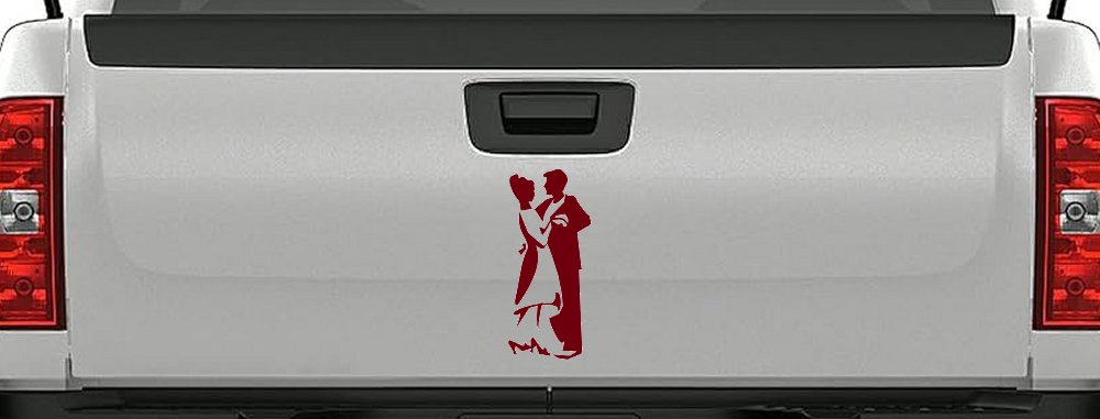 Dancing Couple Line Art Decal Car Truck Window Vinyl Sticker (Burgundy)