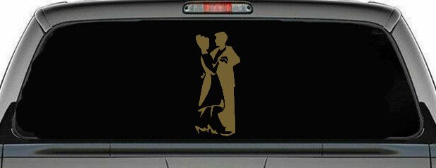 Couple Dancing Line Art People Car or Truck Window Decal Sticker (Gold)