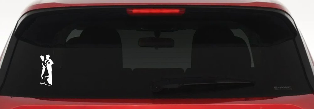 Dancing Couple Line Art Decal Car Truck Window Vinyl Sticker (White)