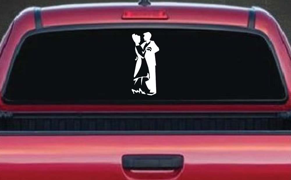 Couple Dancing Line Art People Car or Truck Window Decal Sticker