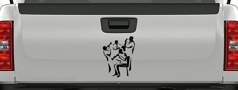 Band Playing Line Art Music Car or Truck Window Decal Sticker (Black)