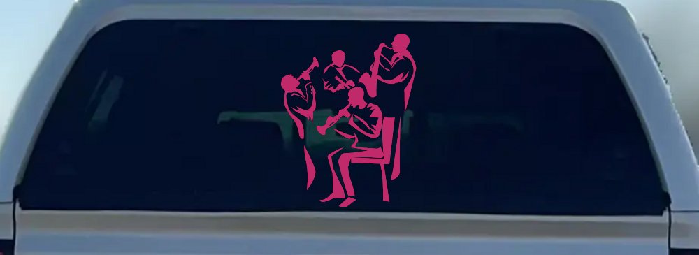 Band Playing Line Art Music Car or Truck Window Decal Sticker (Hot Pink)