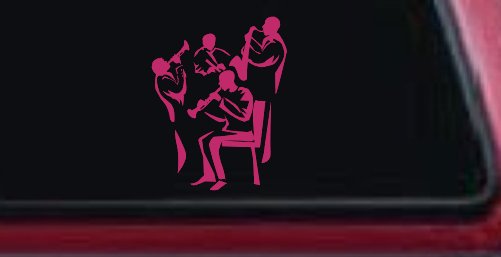 Band Playing Line Art Music Car or Truck Window Decal Sticker (Hot Pink)