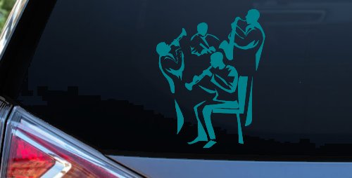 Band Playing Line Art Music Car or Truck Window Decal Sticker (Turquoise Blue)