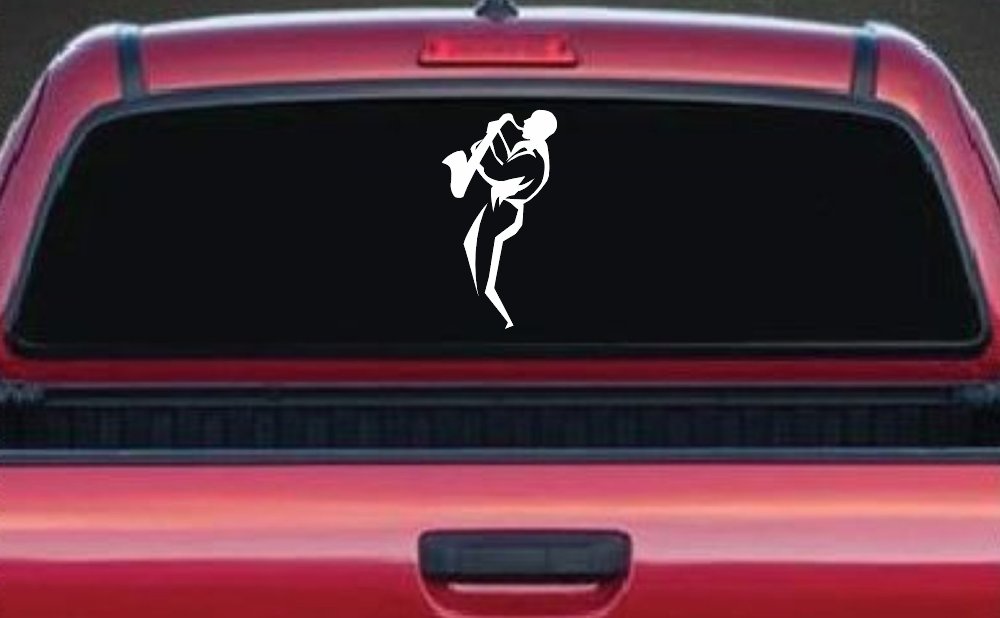Jazz Man With Saxophone Music Car or Truck Window Decal Sticker