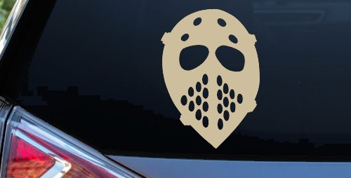 Hockey Mask Sports Car or Truck Window Decal Sticker (Desert Sand)