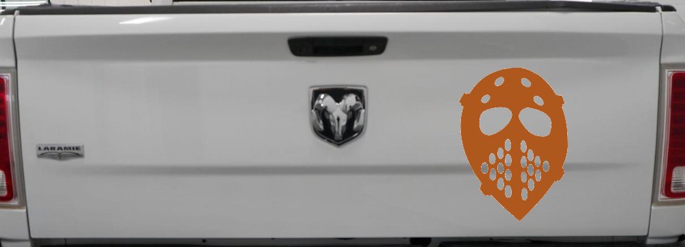 Hockey Mask Sports Car or Truck Window Decal Sticker (Nut Brown)