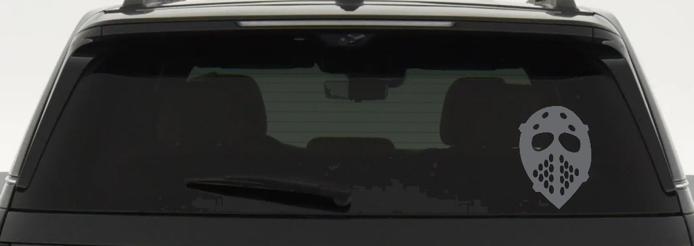 Hockey Mask Sports Car or Truck Window Decal Sticker (Silver)