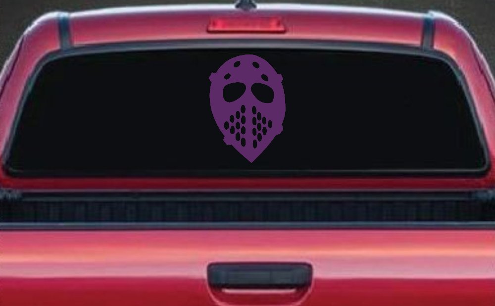 Hockey Mask Sports Car or Truck Window Decal Sticker (Violet)