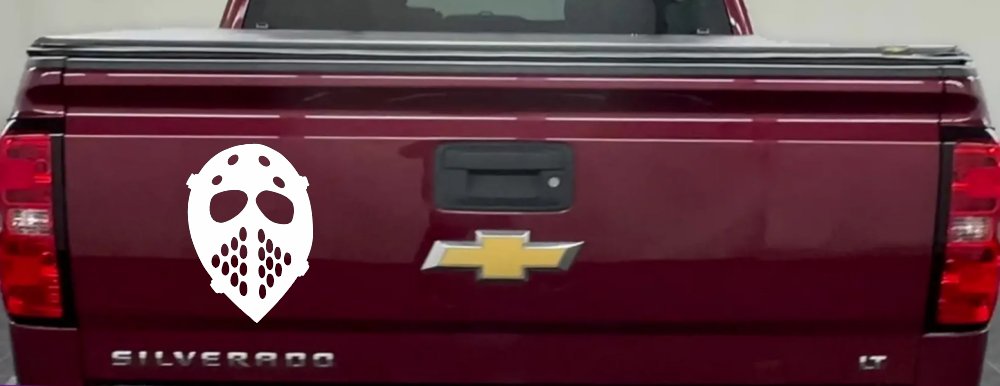 Hockey Mask Sports Car or Truck Window Decal Sticker (White)