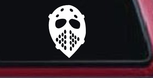 Hockey Mask Sports Car or Truck Window Decal Sticker (White)