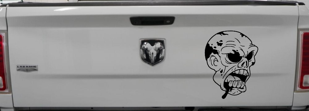 Bloody Zombie Head Funny Car or Truck Window Decal Sticker (Black)