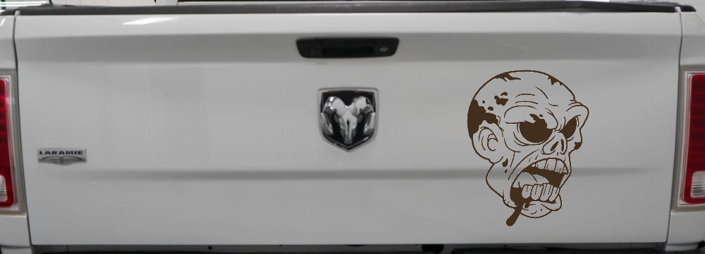 Bloody Zombie Head Funny Car or Truck Window Decal Sticker (Brown)