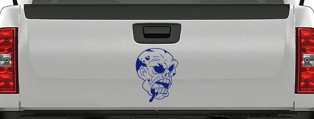 Bloody Zombie Head Funny Car or Truck Window Decal Sticker (Navy)