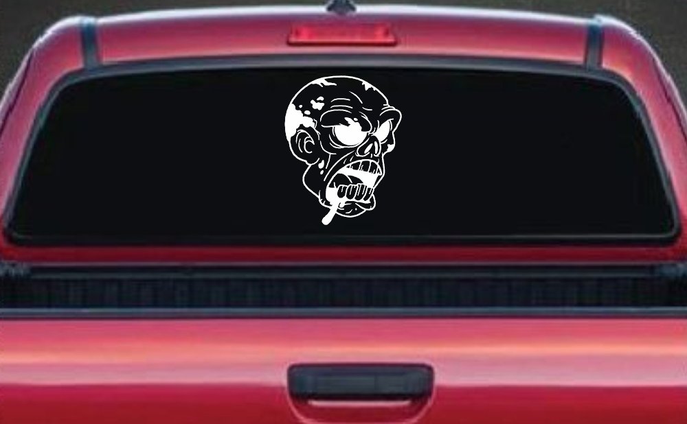 Bloody Zombie Head Funny Car or Truck Window Decal Sticker (White)