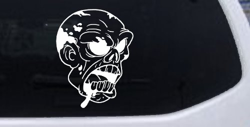 Bloody Zombie Head Funny Car or Truck Window Decal Sticker (White)