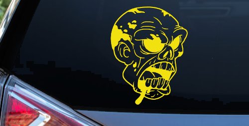 Bloody Zombie Head Funny Car or Truck Window Decal Sticker (Yellow)