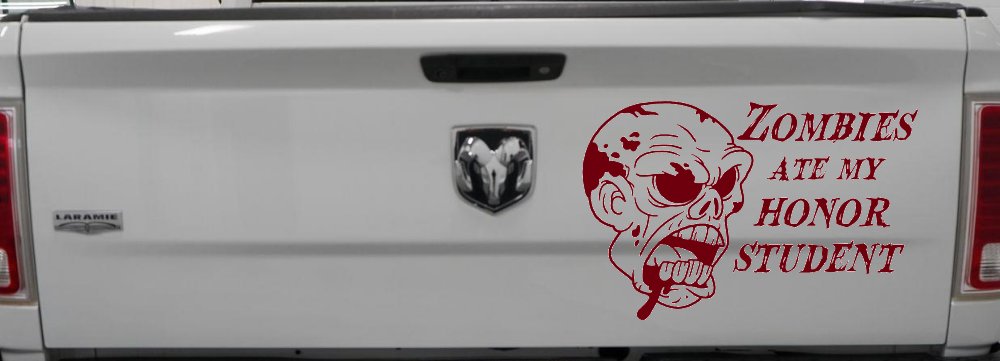 Zombies Ate my Honor Student Funny Car or Truck Window Decal Sticker (Burgundy)