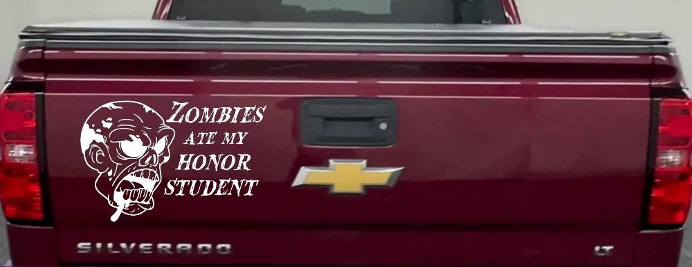 Zombies Ate my Honor Student Funny Car or Truck Window Decal Sticker
