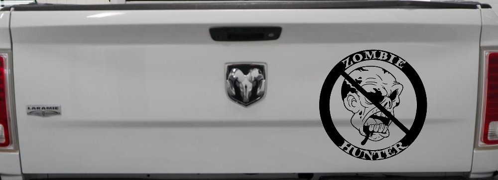 Zombie Hunter Funny Car or Truck Window Decal Sticker (Matte Black)