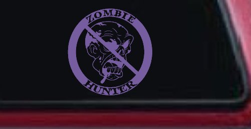 Zombie Hunter Funny Car or Truck Window Decal Sticker (Purple)
