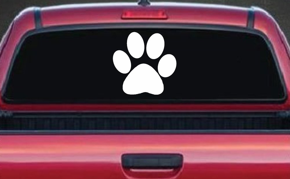 Dog or Cat Paw Sports or Animals Car or Truck Window Decal Sticker (White)