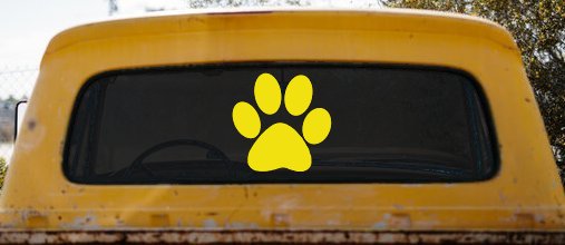 Dog or Cat Paw Sports or Animals Car or Truck Window Decal Sticker (Yellow)